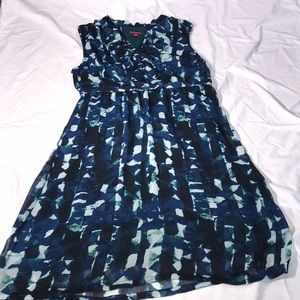 Sleeveless blue multi-color dress